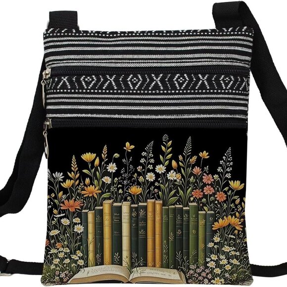 Handbags - Floral Books Crossbody Bag Polyester Ethnic Pattern Compact Personal Use